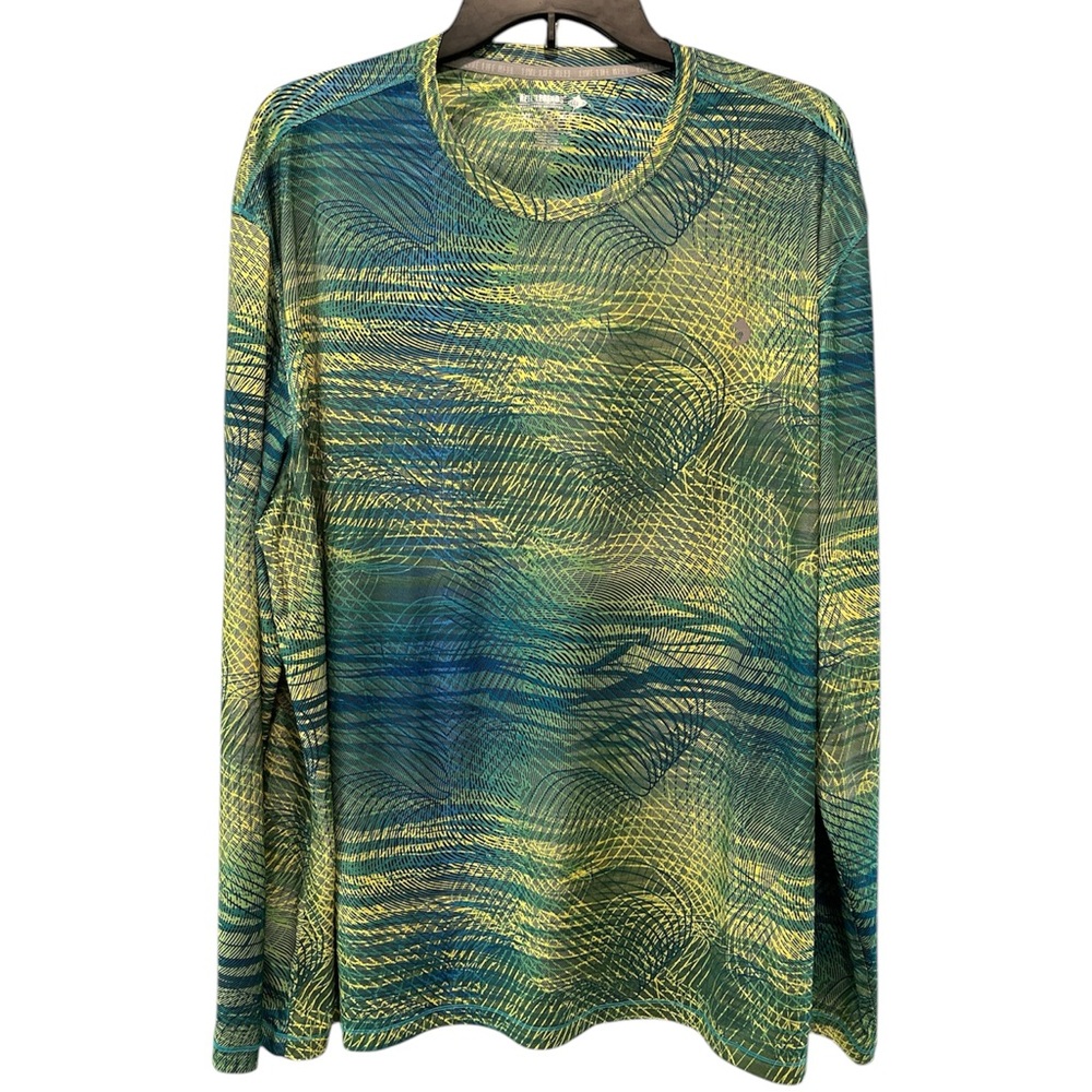 Reel Legends Polyester Outdoor Green/Blue Tee - Men’s XL
